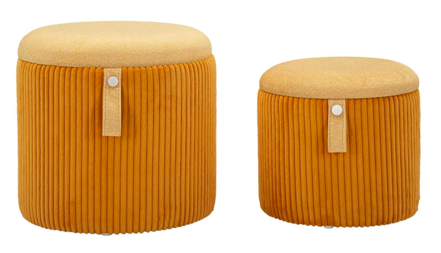 2er Set Senfgelb Samt Aufbewahrungs Poufs Bolzano Modern