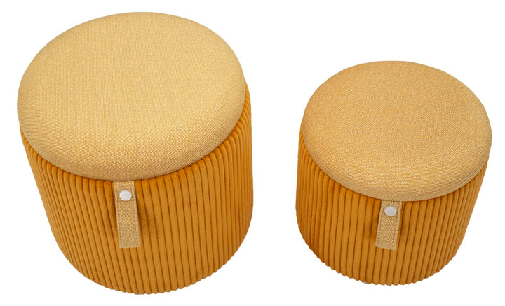 2er Set Senfgelb Samt Aufbewahrungs Poufs Bolzano Modern