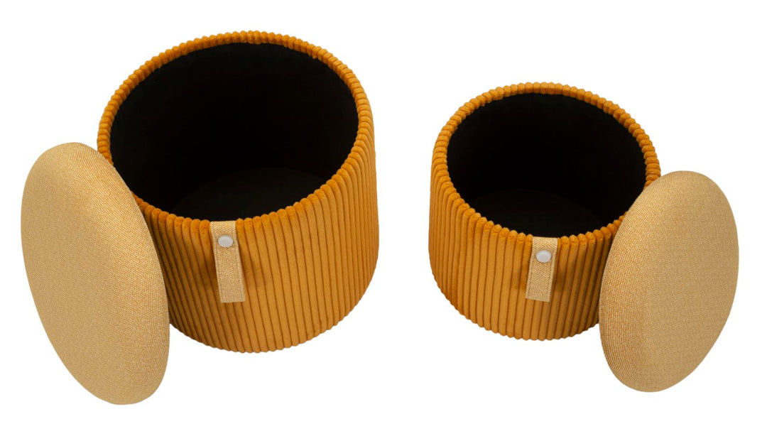 2er Set Senfgelb Samt Aufbewahrungs Poufs Bolzano Modern