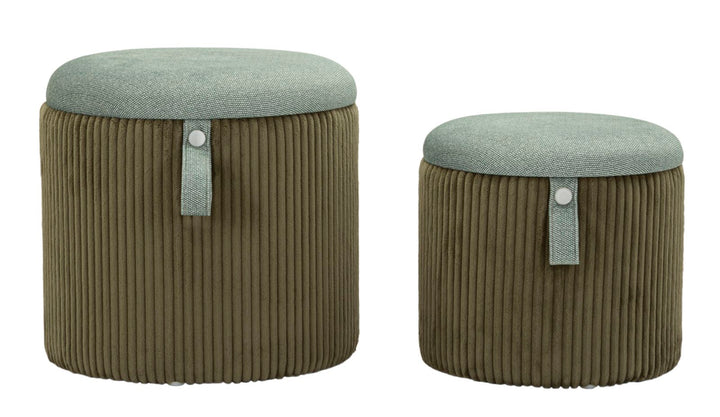 2er Set Gruen Samt Aufbewahrungs Poufs Bolzano Modern