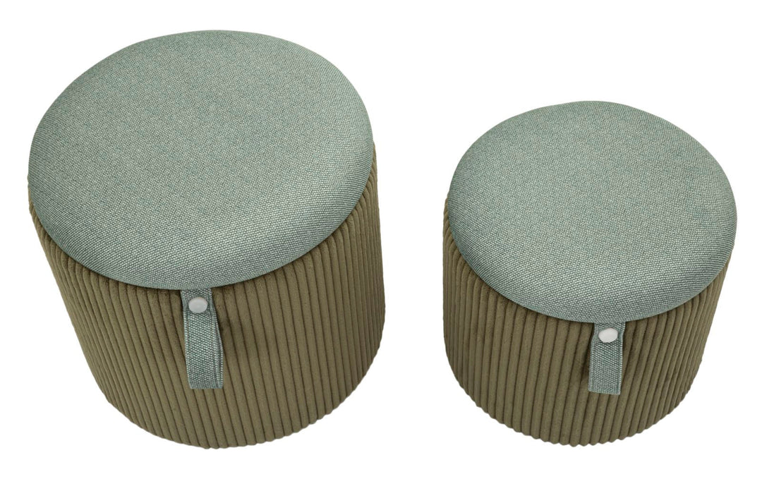 2er Set Gruen Samt Aufbewahrungs Poufs Bolzano Modern