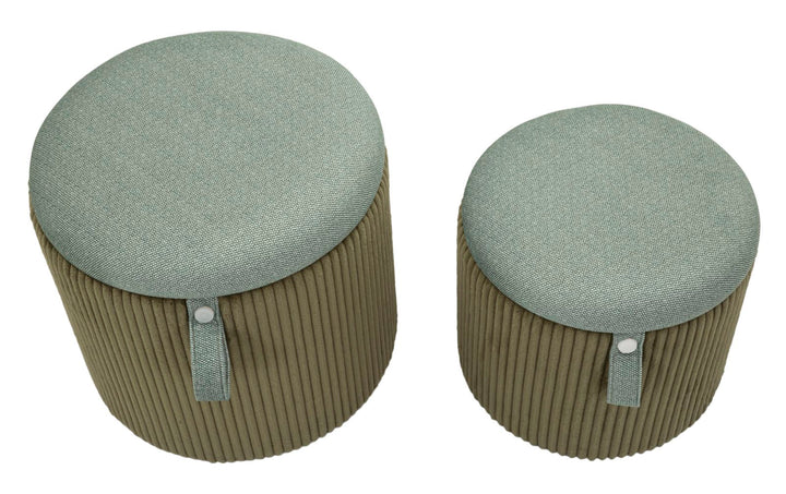 2er Set Gruen Samt Aufbewahrungs Poufs Bolzano Modern