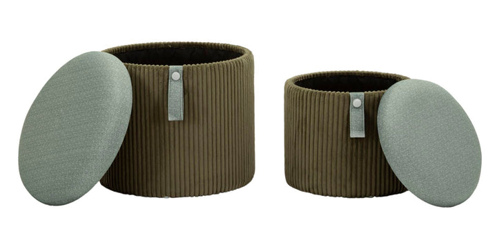 2er Set Gruen Samt Aufbewahrungs Poufs Bolzano Modern