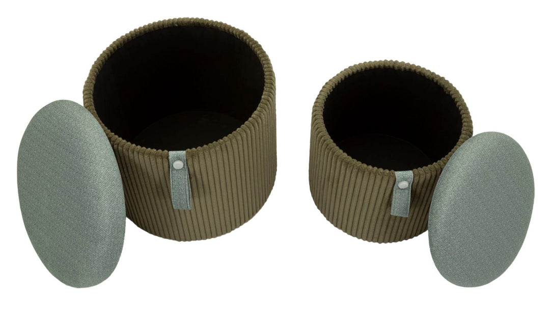 2er Set Gruen Samt Aufbewahrungs Poufs Bolzano Modern