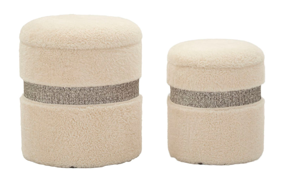 2er Set Creme Polster Aufbewahrungs Poufs Saint Moritz Kollektion