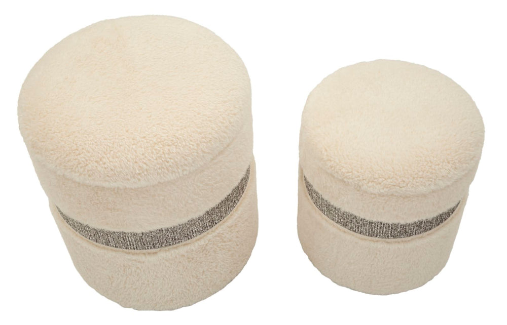 2er Set Creme Polster Aufbewahrungs Poufs Saint Moritz Kollektion