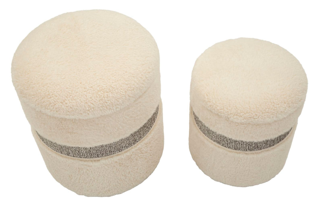 2er Set Creme Polster Aufbewahrungs Poufs Saint Moritz Kollektion