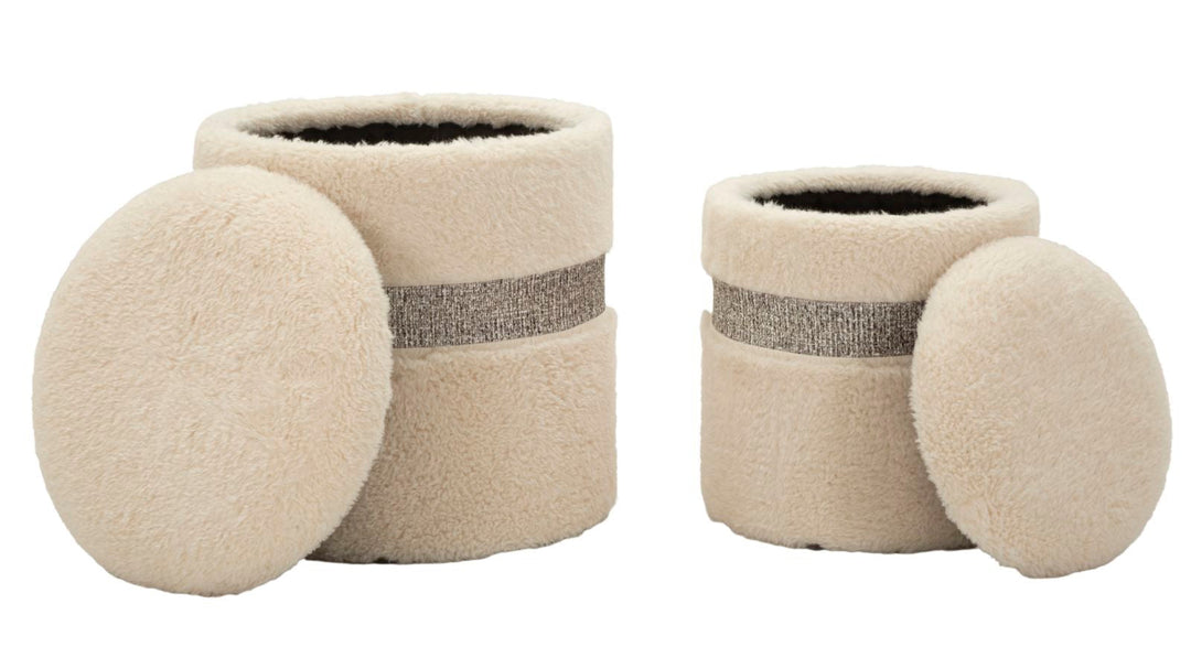 2er Set Creme Polster Aufbewahrungs Poufs Saint Moritz Kollektion