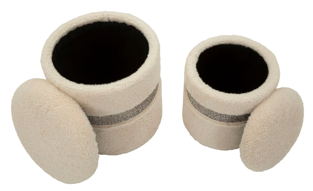 2er Set Creme Polster Aufbewahrungs Poufs Saint Moritz Kollektion