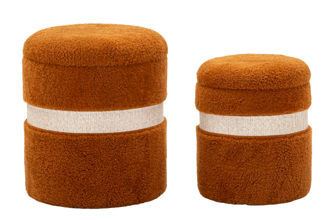 2er Set Braun Samt Aufbewahrungs Poufs Saint Moritz Modern