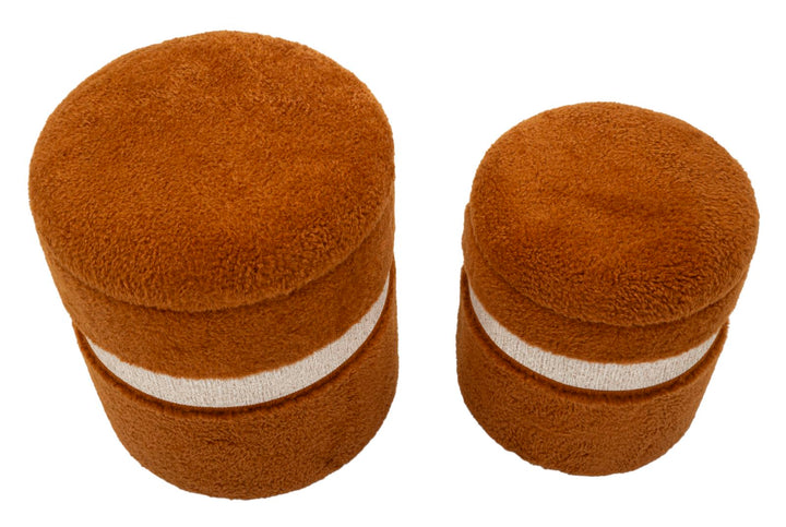 2er Set Braun Samt Aufbewahrungs Poufs Saint Moritz Modern