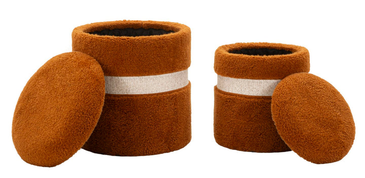 2er Set Braun Samt Aufbewahrungs Poufs Saint Moritz Modern