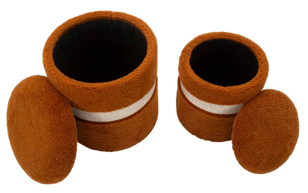 2er Set Braun Samt Aufbewahrungs Poufs Saint Moritz Modern