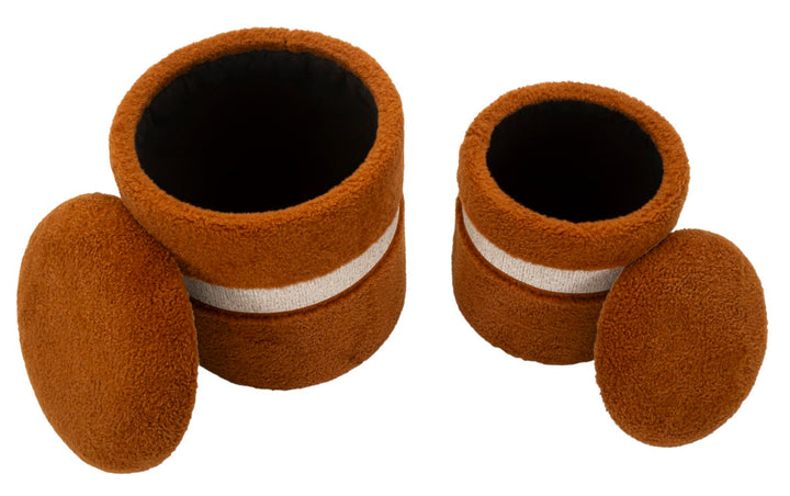 2er Set Braun Samt Aufbewahrungs Poufs Saint Moritz Modern