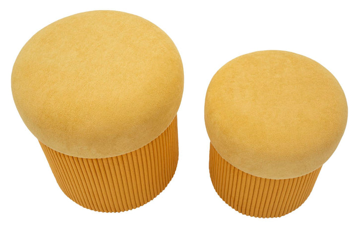 2er Set Senfgelb Samt Aufbewahrungs Poufs Aspen Zeitgenoessisch