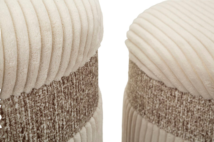 3er Set Creme Polster Aufbewahrungs Poufs Curtain Kollektion