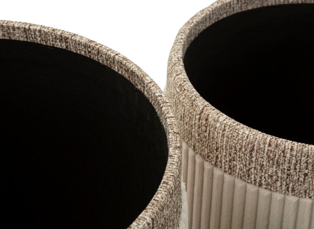 3er Set Creme Polster Aufbewahrungs Poufs Curtain Kollektion