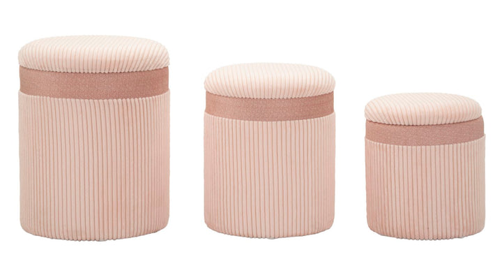 3er Set Rosa Polster Aufbewahrungs Poufs Curtain Box Kollektion