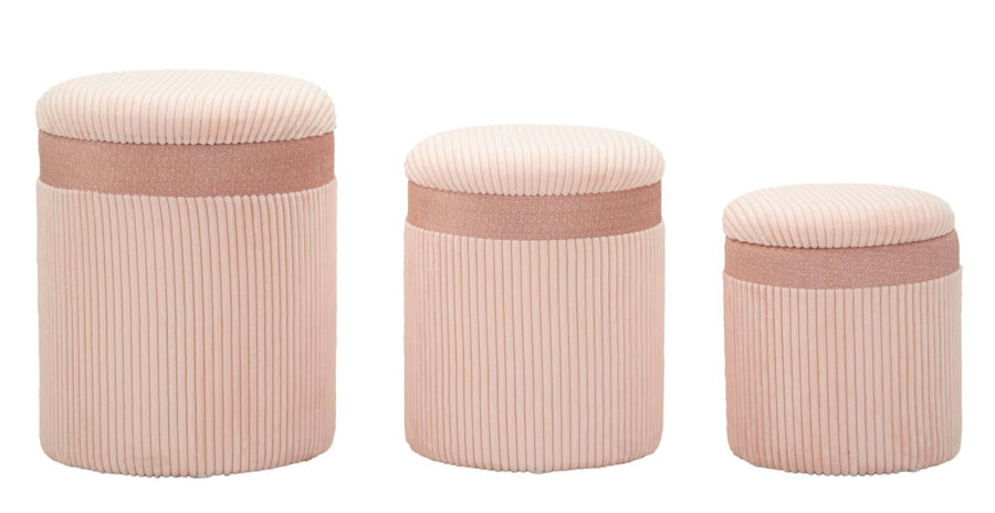 3er Set Rosa Polster Aufbewahrungs Poufs Curtain Box Kollektion