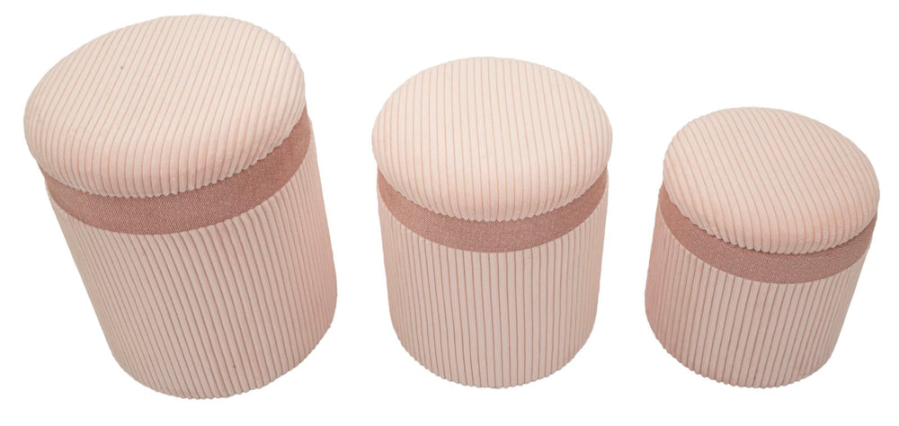 3er Set Rosa Polster Aufbewahrungs Poufs Curtain Box Kollektion
