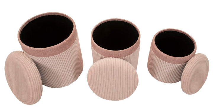 3er Set Rosa Polster Aufbewahrungs Poufs Curtain Box Kollektion