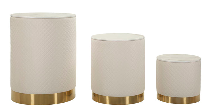 3er Set Polster Aufbewahrungs Poufs Display Shop Modern (Marmorplatte)