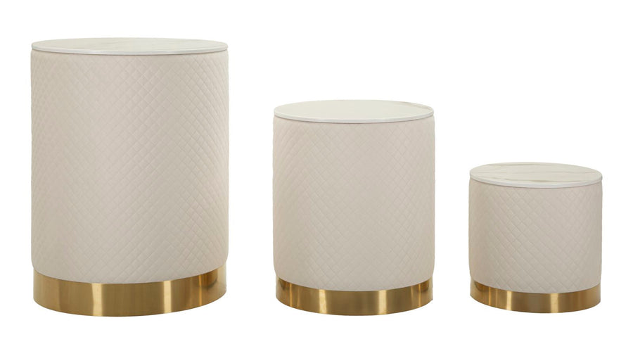 3er Set Polster Aufbewahrungs Poufs Display Shop Modern (Marmorplatte)