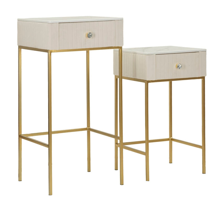 2er Set Quadratische Hochtische Goldbasis Wedding Kollektion (Marmorplatte)