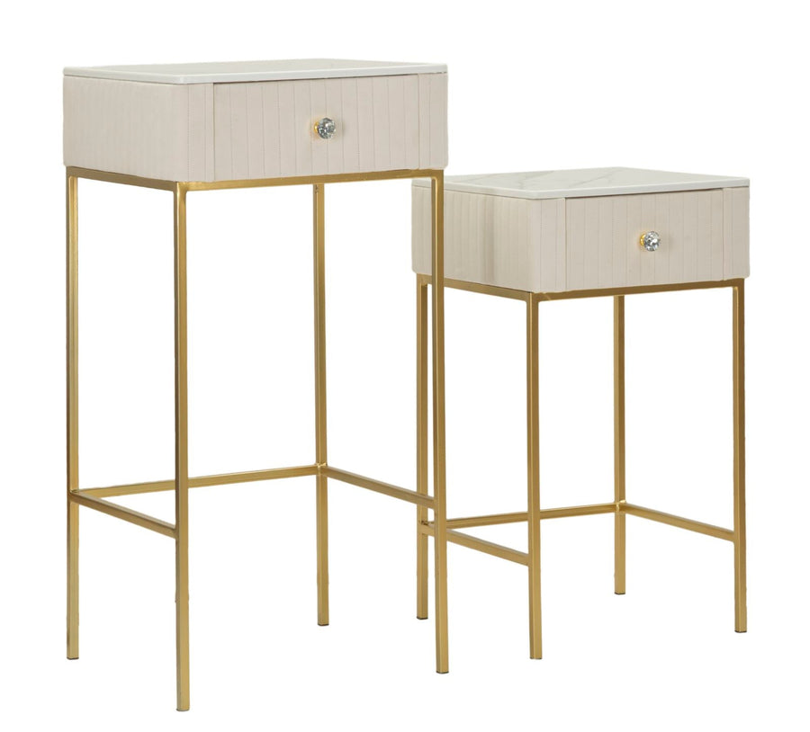 2er Set Quadratische Hochtische Goldbasis Wedding Kollektion (Marmorplatte)