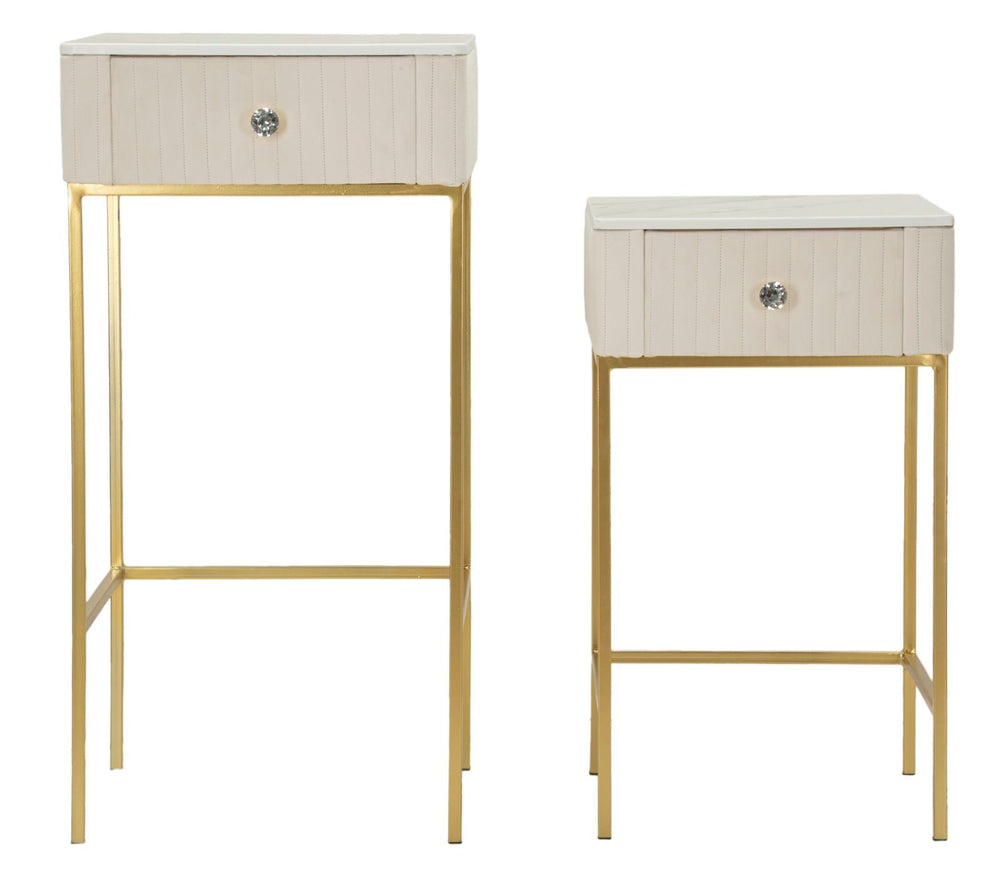 2er Set Quadratische Hochtische Goldbasis Wedding Kollektion (Marmorplatte)