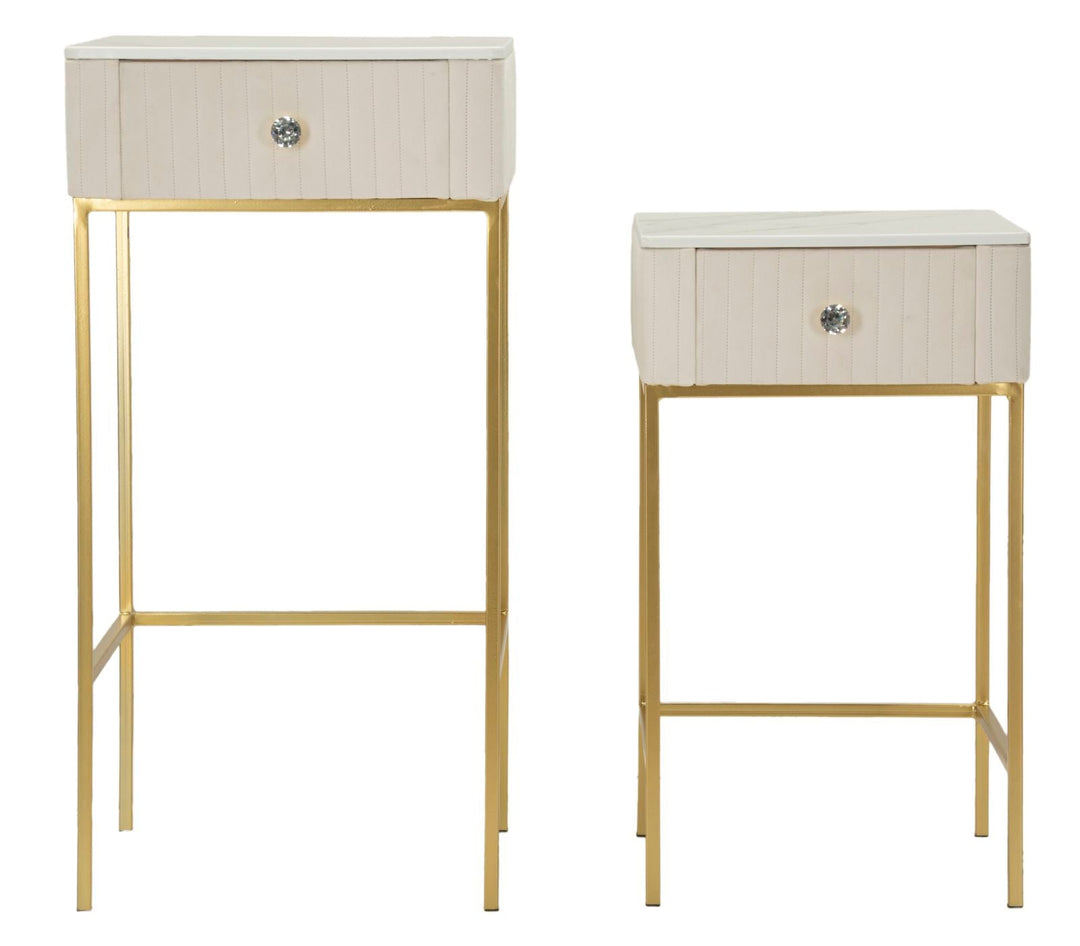 2er Set Quadratische Hochtische Goldbasis Wedding Kollektion (Marmorplatte)