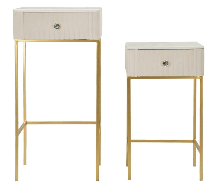 2er Set Quadratische Hochtische Goldbasis Wedding Kollektion (Marmorplatte)