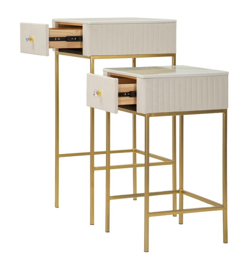 2er Set Quadratische Hochtische Goldbasis Wedding Kollektion (Marmorplatte)