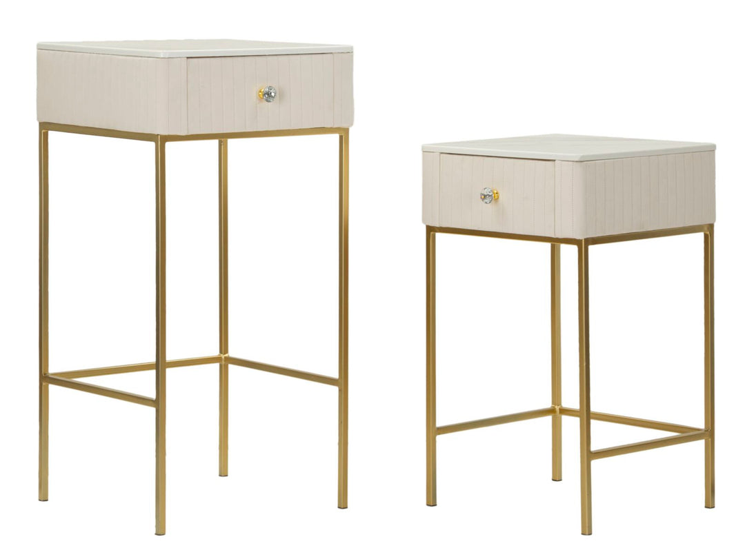 2er Set Quadratische Hochtische Goldbasis Wedding Kollektion (Marmorplatte)