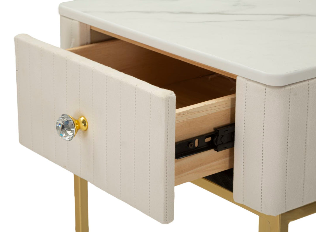 2er Set Quadratische Hochtische Goldbasis Wedding Kollektion (Marmorplatte)