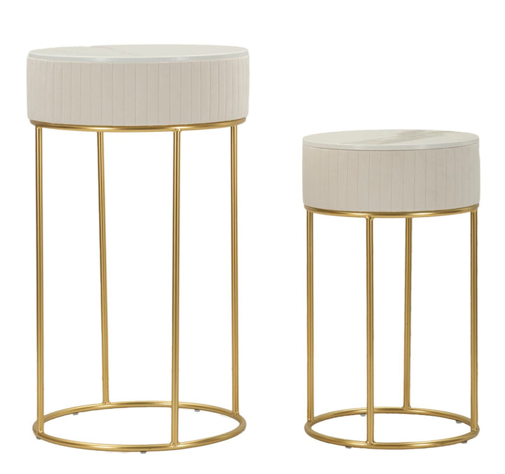 2er Set Runde Hochtische Goldbasis Wedding Kollektion (Marmorplatte)