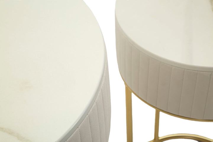 2er Set Runde Hochtische Goldbasis Wedding Kollektion (Marmorplatte)