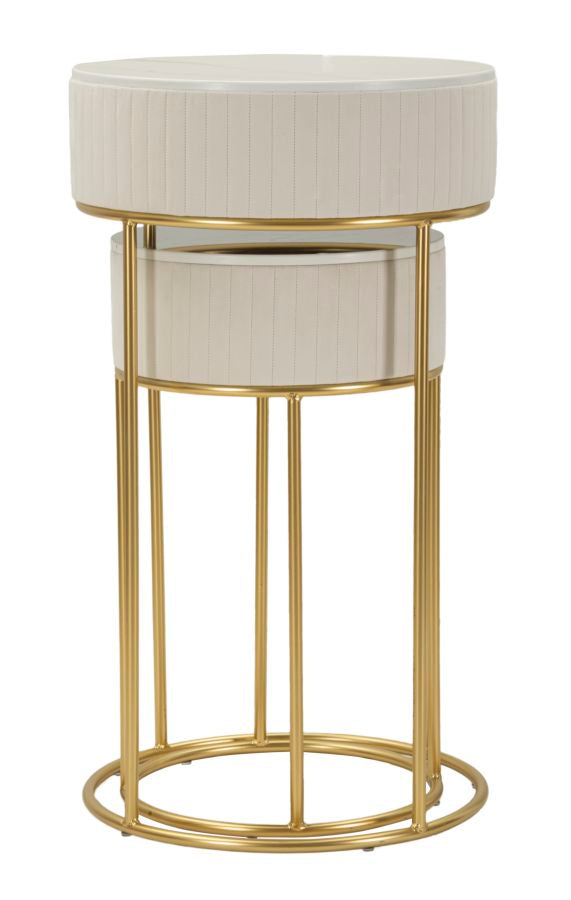 2er Set Runde Hochtische Goldbasis Wedding Kollektion (Marmorplatte)