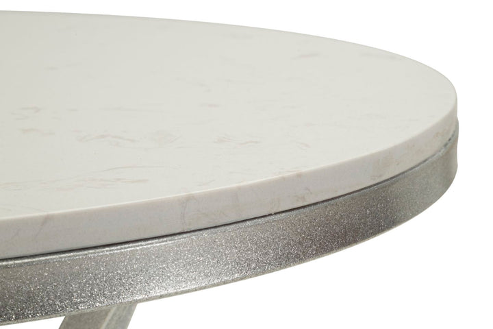 Runder Beistelltisch Metallbasis Istanbul Moderner Akzent (Marmorplatte)