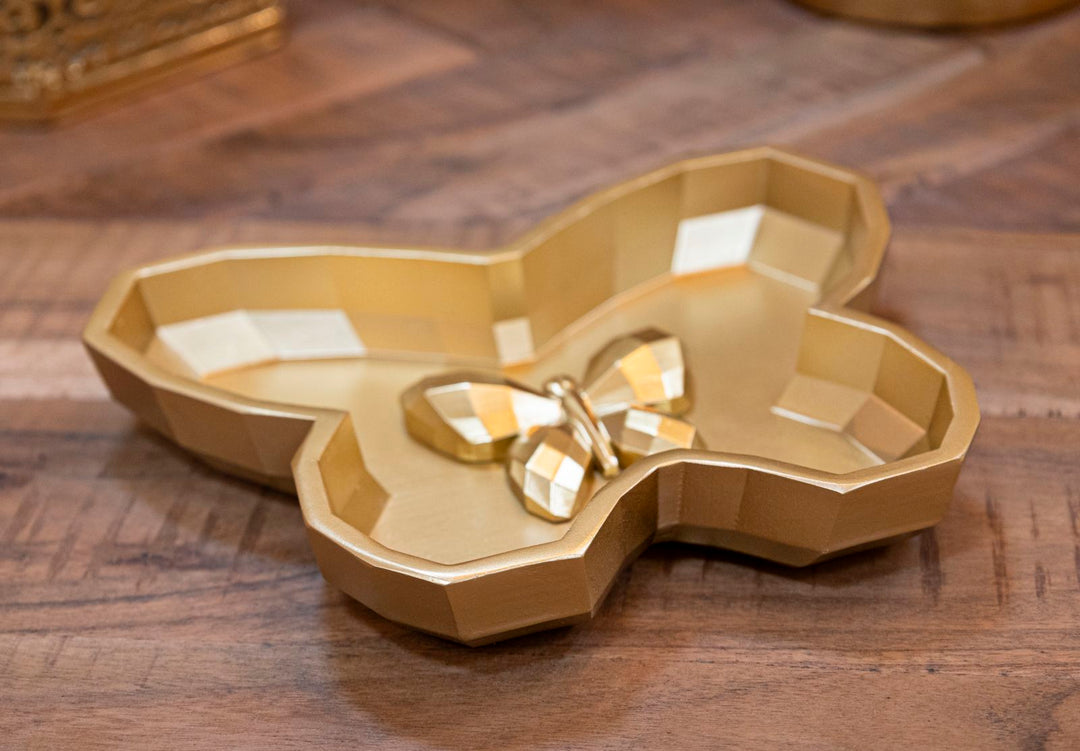 Gold Schmetterlings Tablett Dekorativer Akzent