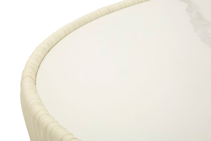 Beige Runder Couchtisch Goldbasis Elge Modernes Design (Marmorplatte)
