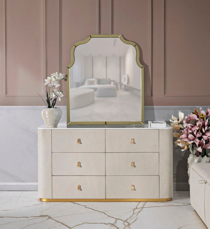 Holz Schminktisch Mit Spiegel Beauty Make Up Tisch (Marmorplatte)