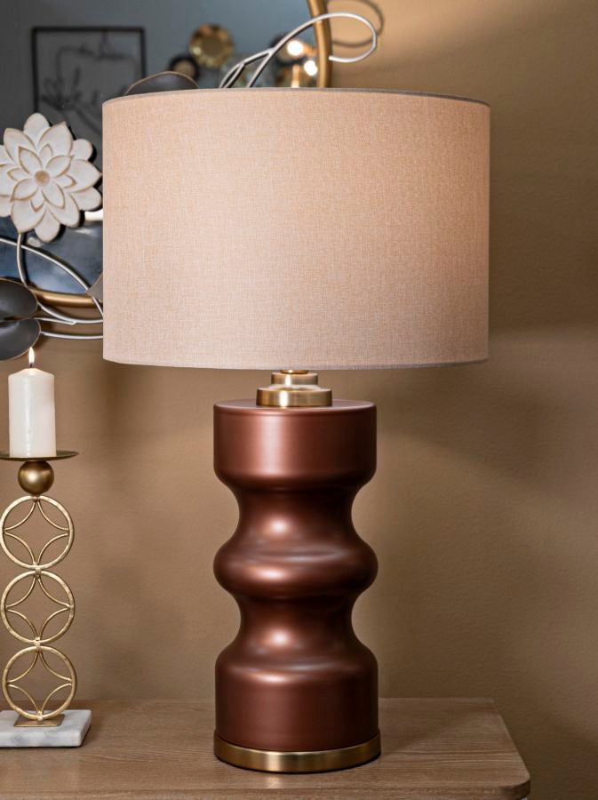 Braun Holz Tischlampe Stoffschirm Rosenthal Kollektion