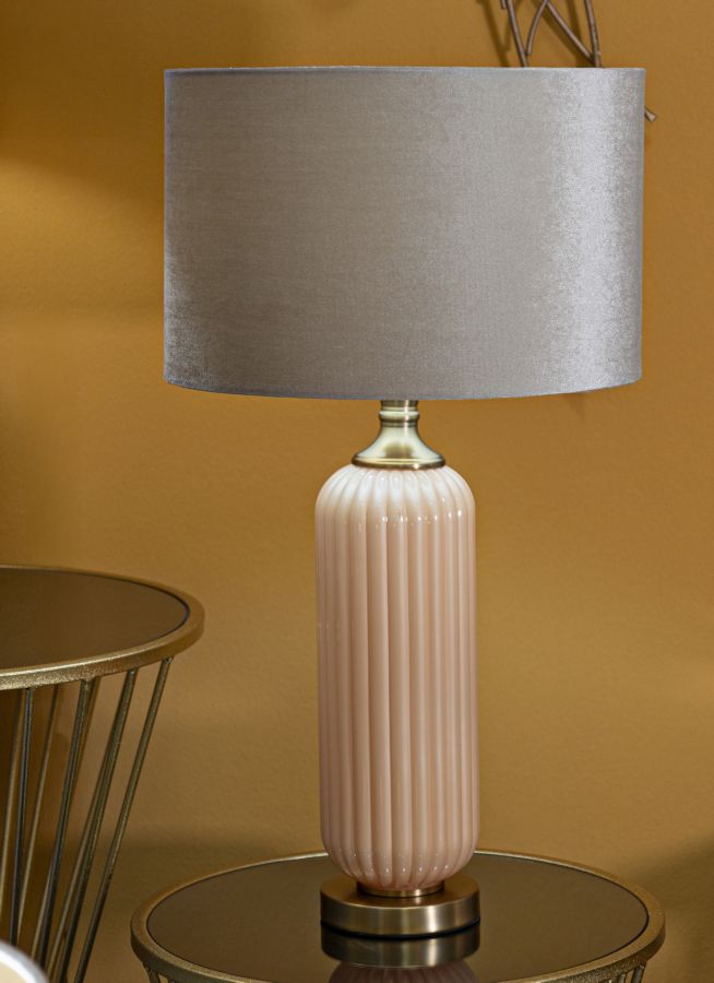 Hoch Gold Beige Tischlampe Stoffschirm Perly Kollektion