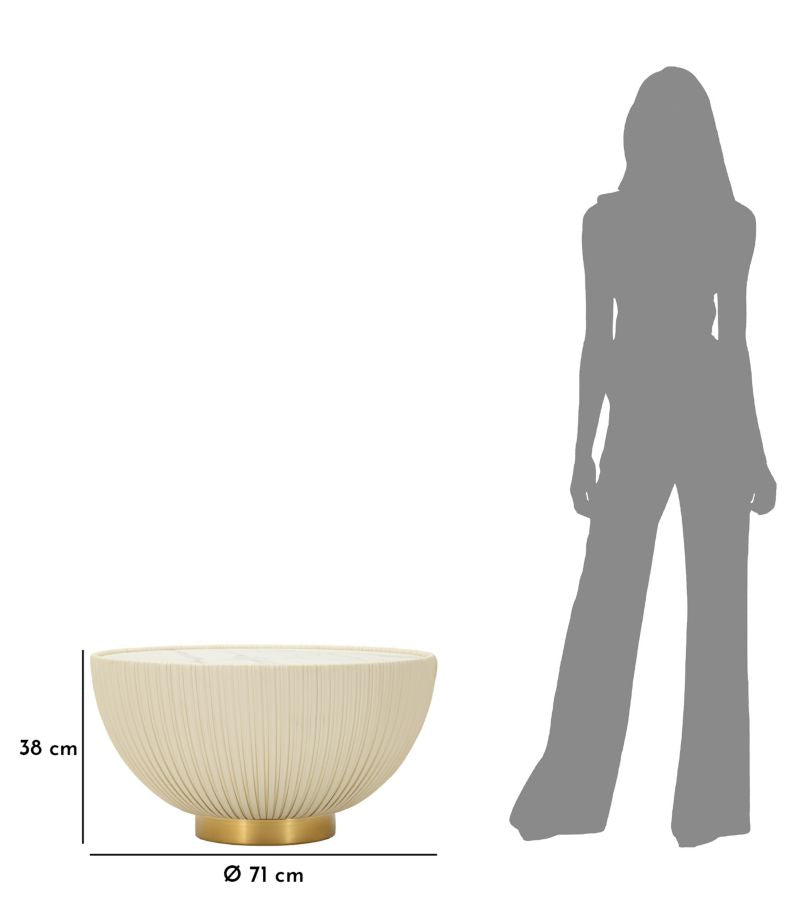 Beige Runder Couchtisch Goldbasis Elge Modernes Design (Marmorplatte)