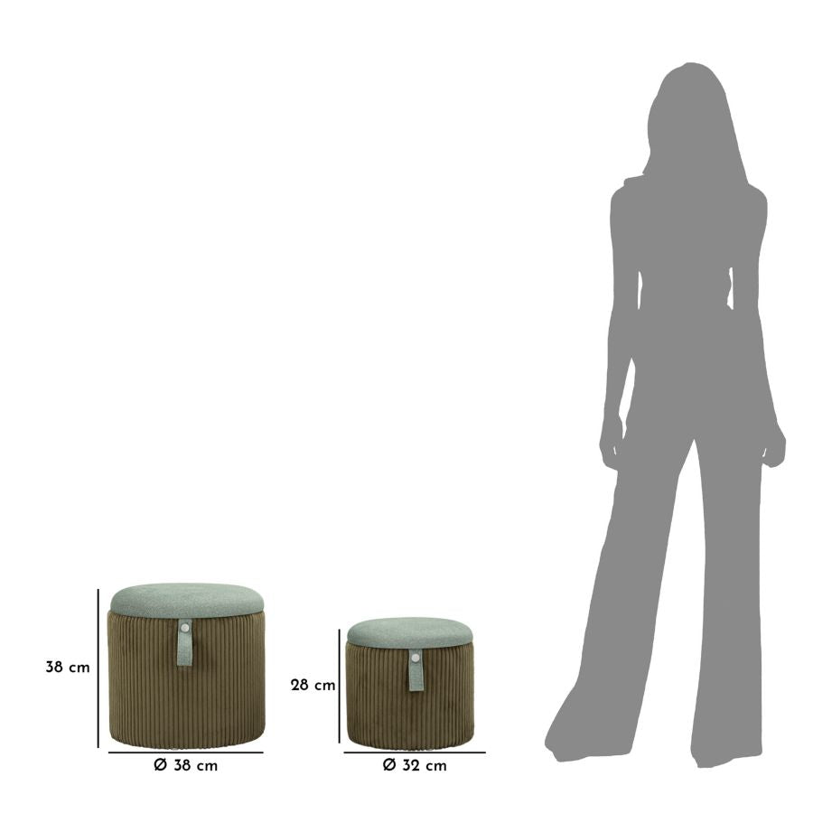 2er Set Gruen Samt Aufbewahrungs Poufs Bolzano Modern
