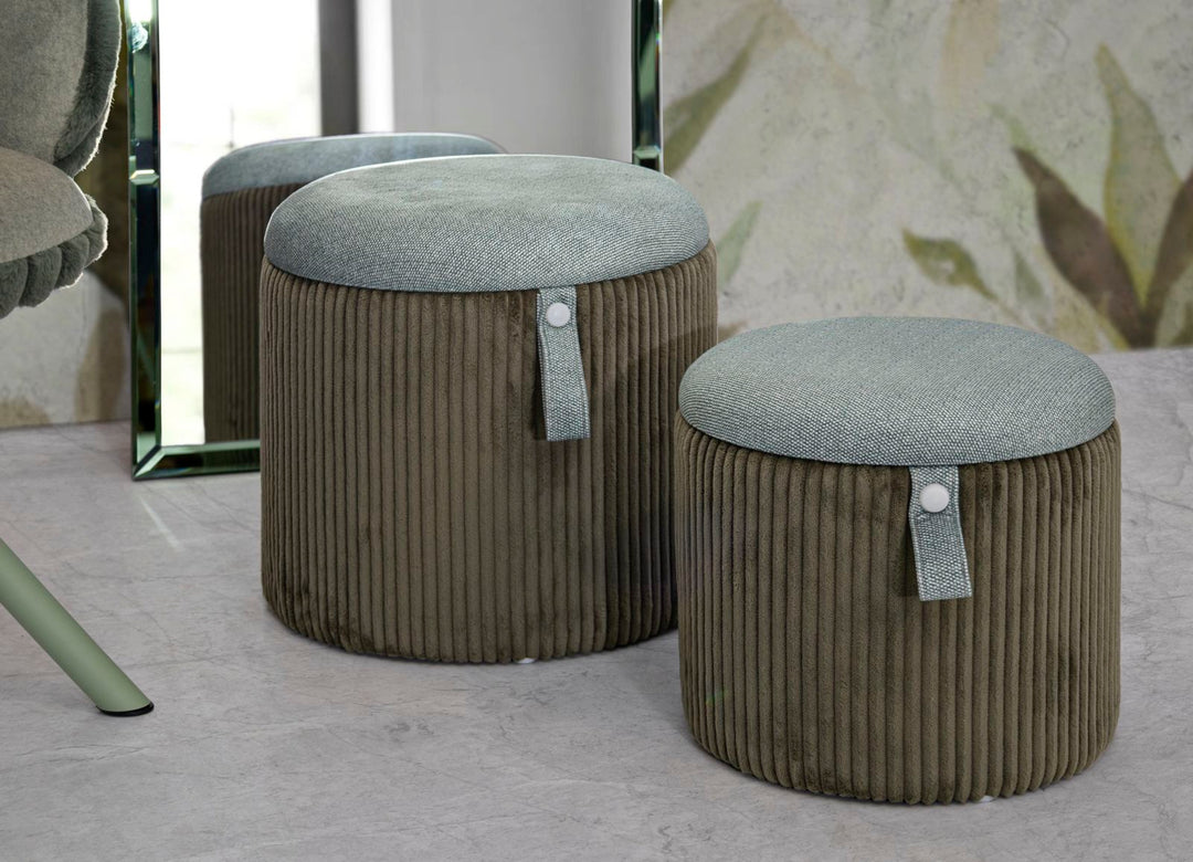 2er Set Gruen Samt Aufbewahrungs Poufs Bolzano Modern