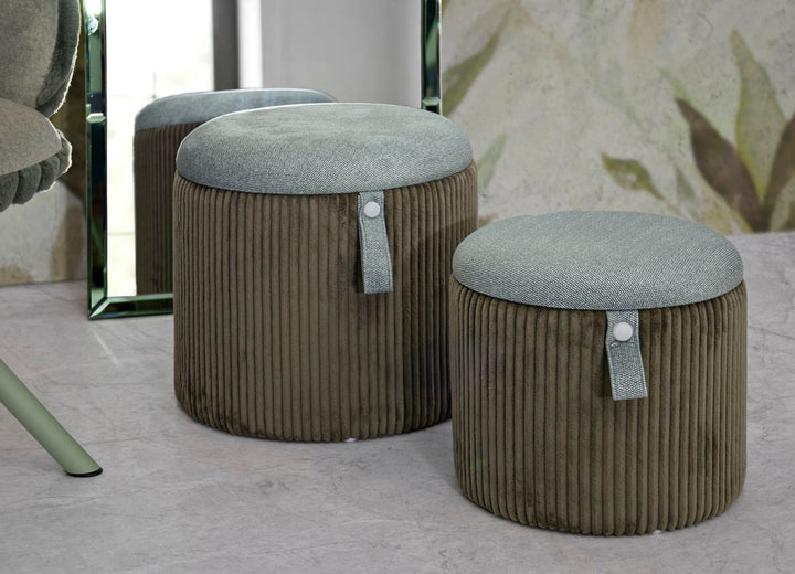 2er Set Gruen Samt Aufbewahrungs Poufs Bolzano Modern