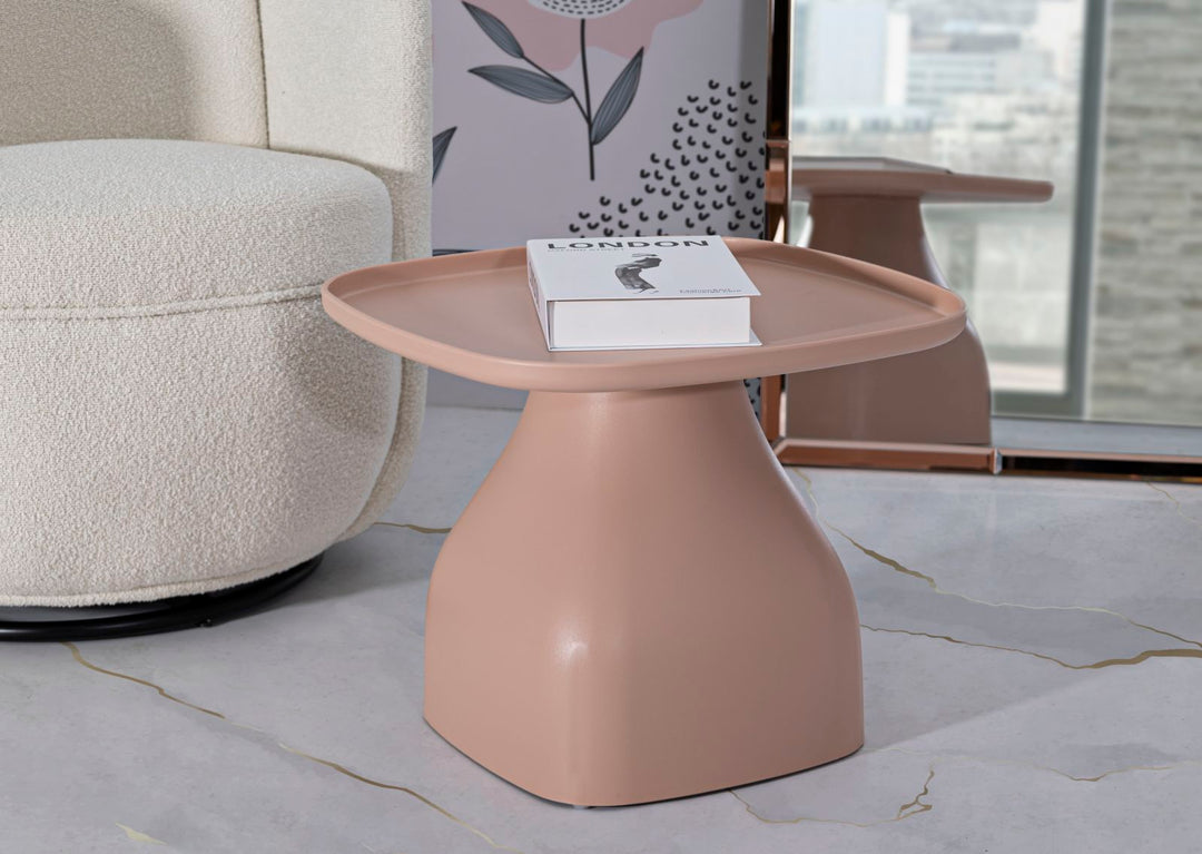Rosa Runder Couchtisch Skulpturale Basis Gea Moderner Akzent