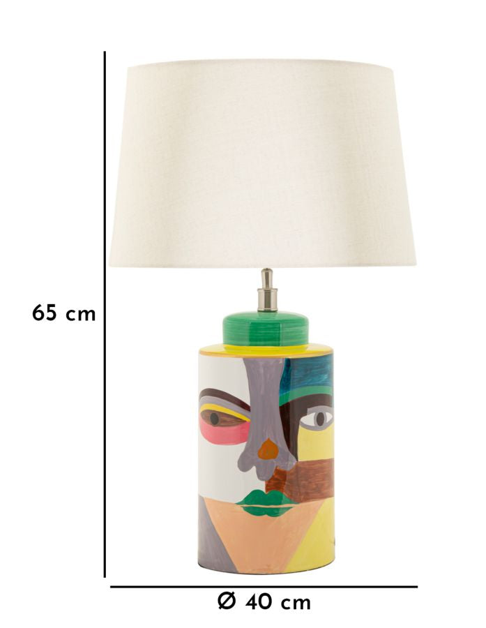 Bunte Deko Tischlampe Weiss Schirm Picassy Modern
